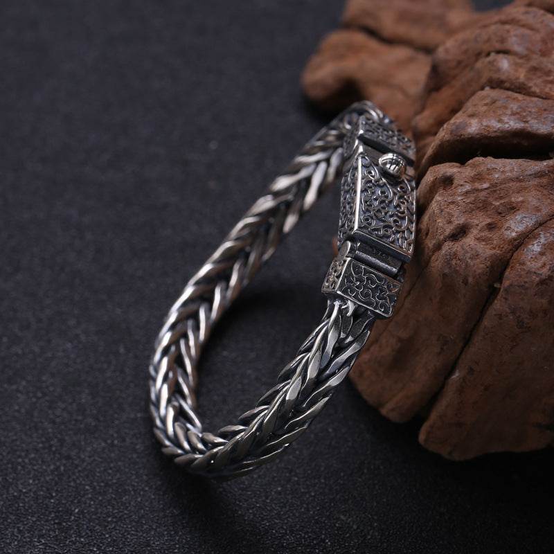 925 Sterling Silver Jewelry Men's Braided Rattan Bracelet EX-STOCK Canada