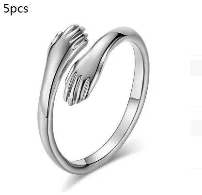 Alloy Simple Hands Hug Ring Opening Adjustable Jewelry - EX-STOCK Canada