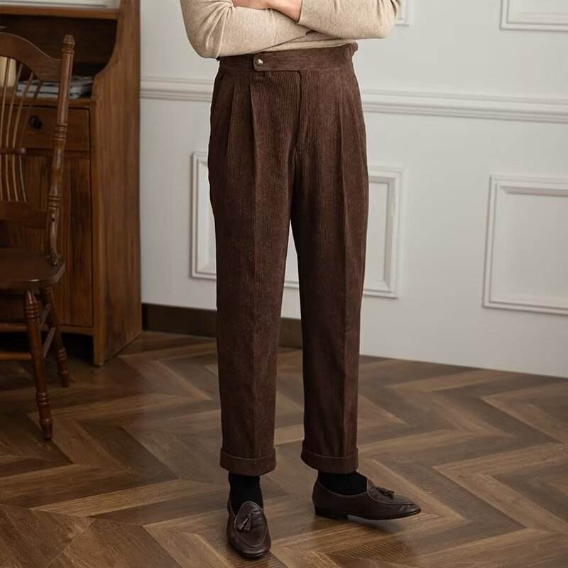 Men Autumn And Winter Corduroy Smooth Ankle-length trouser for work - EX-STOCK Canada