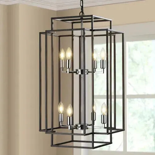 8 Lantern Tiered Chandeliers, Industrial Farmhouse Chandeliers - EX-STOCK CANADA
