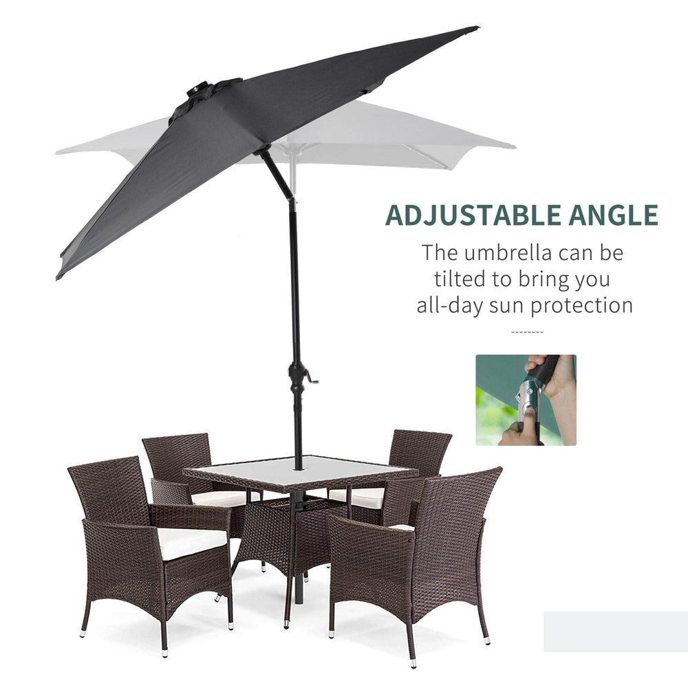 9 X 7 Ft Patio Umbrella Outdoor Table Market With Crank Solar LED Lights Tilt Button For Deck Dark Gray - EX-STOCK Canada