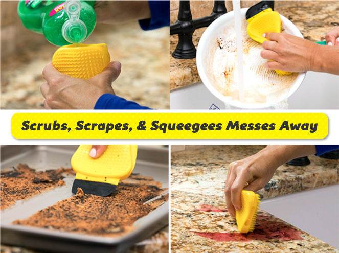3-in-1 Sponge Hero Kitchen Scrub, Scrapes and Squeegees - EX-STOCK Canada