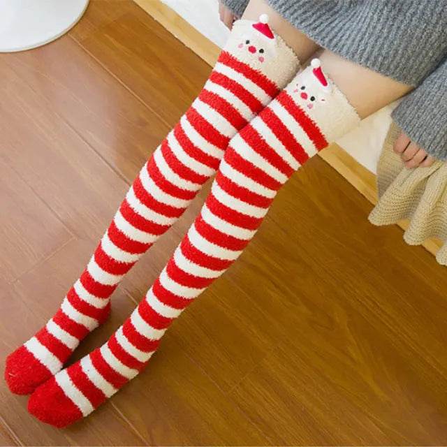 Christmas Long Socks Winter Women Striped Stockings New - EX-STOCK Canada