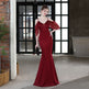 Bride Long Suspender Appreciation Dinner Party Slim-fit Fishtail Skirt Dress EX-STOCK Canada