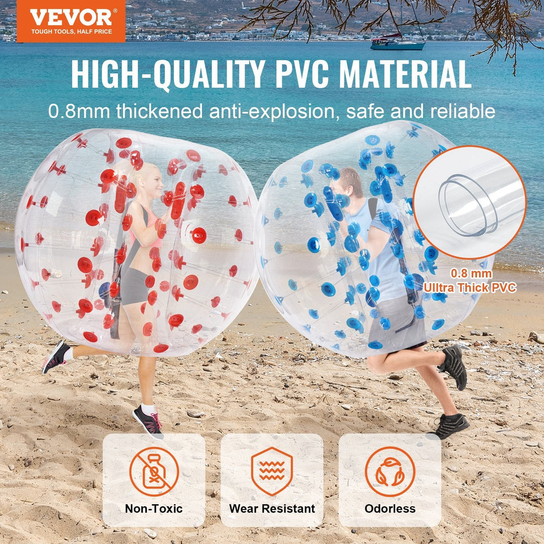 Inflatable Bumper Balls 2-Pack, 5FT 1.5M Body Sumo Zorb Balls For Teen & Adult, 0.8mm Thick PVC Human Hamster Bubble Balls For Outdoor Team Gaming Play, Bumper Bopper Toys For Garden, Yard, Park EX-STOCK