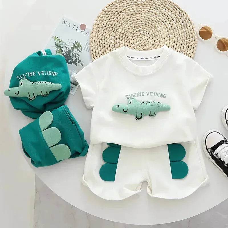 Baby Boy Three-dimensional Printing Fashionable Two piece Short sleeve polo shirt and Short - EX-STOCK Canada