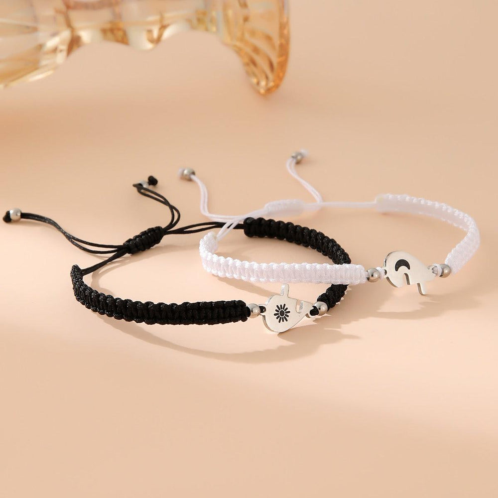 Pulseras de Pareja Amor Sol Luna Ajustables Tejidas a Mano - EX-STOCK Canada