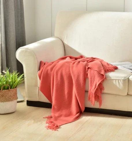 Piccola coperta lavorata a maglia con frange Coperta per pisolino Coperta per divanoEX-STOCK Canada