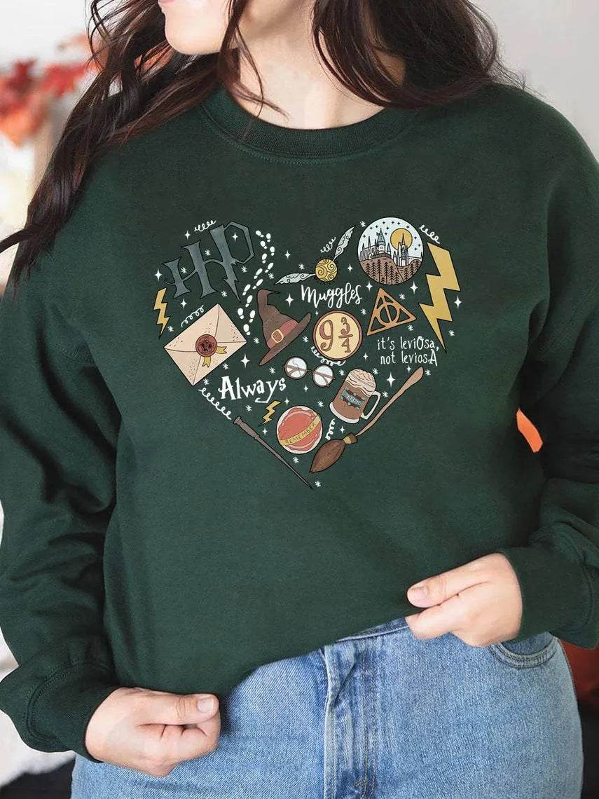 Digital Printing Sweater Hipster Round Neck Pullover Long Sleeve Sweater Women - EX-STOCK Canada