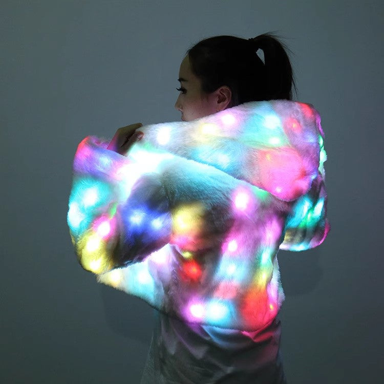 Women's LED light-up faux-fur party coat | EX-STOCK Canada product gallery image 3