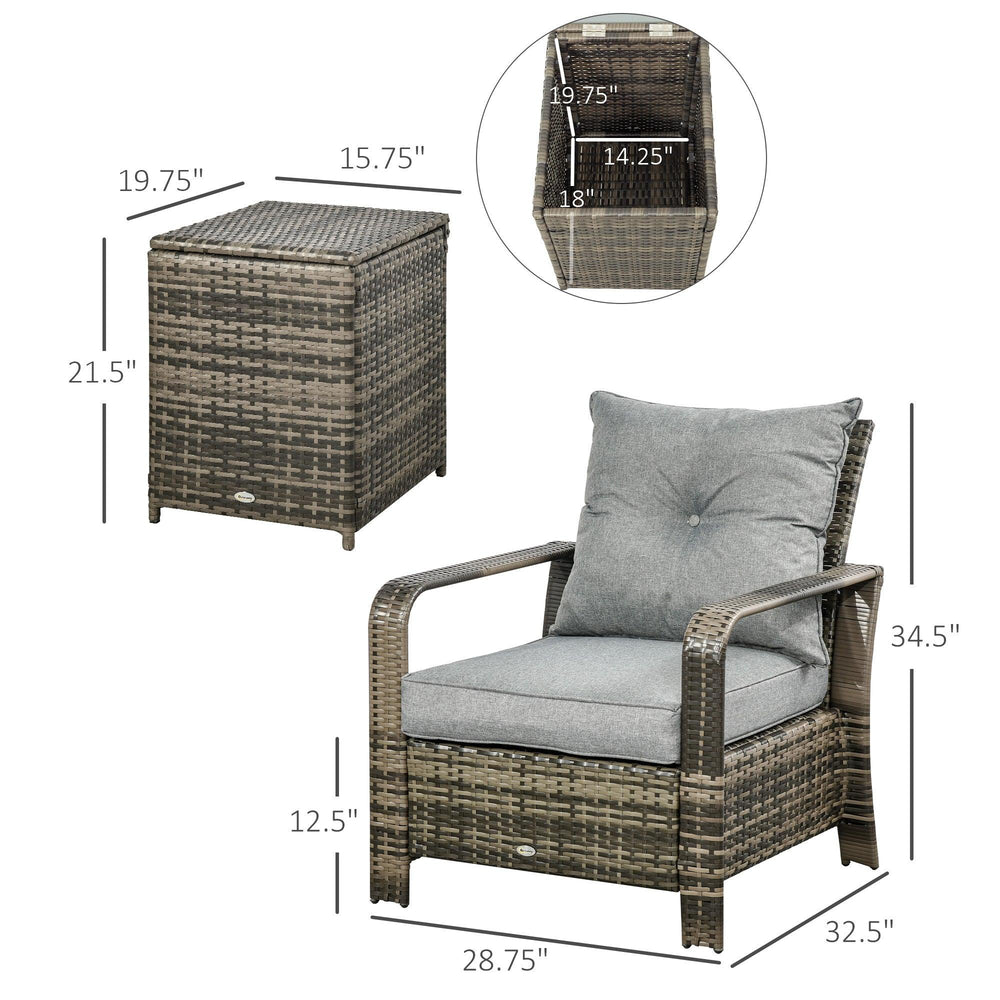 Set di mobili da patio a 3 pezzi, tavolo e sedie in PE rattan, grigioEX-STOCK Canada