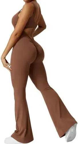 Women Sleeveless Flare Long Pant Yoga Fitness Jumpsuits - EX-STOCK Canada