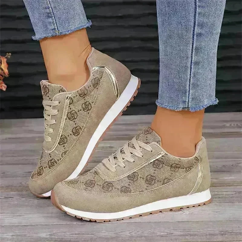 Flower Print Lace-up Sneakers Casual Fashion Lightweight Breathable Walking Running Sports Shoes Women Flats - EX-STOCK CANADA