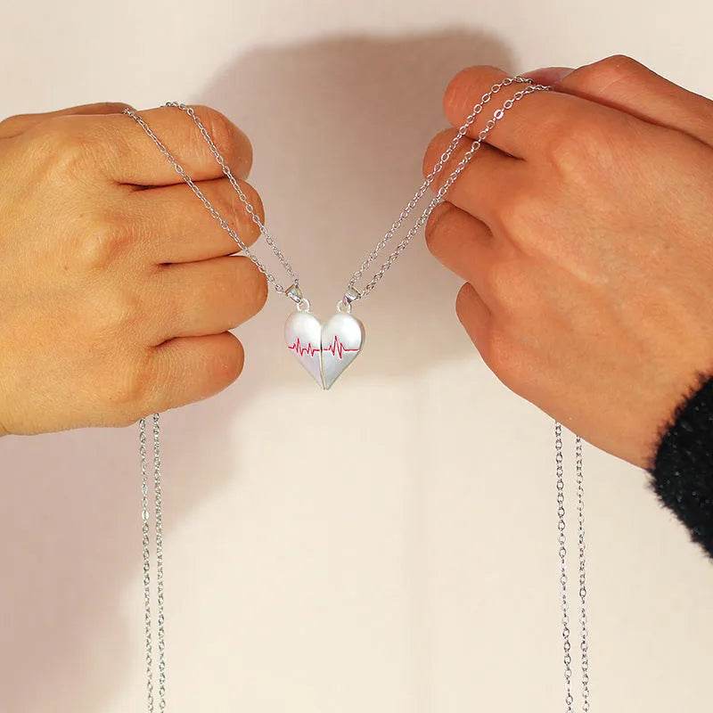Heartbeat Magnetic Heart Necklace Love Couple Jewelry - EX-STOCK Canada