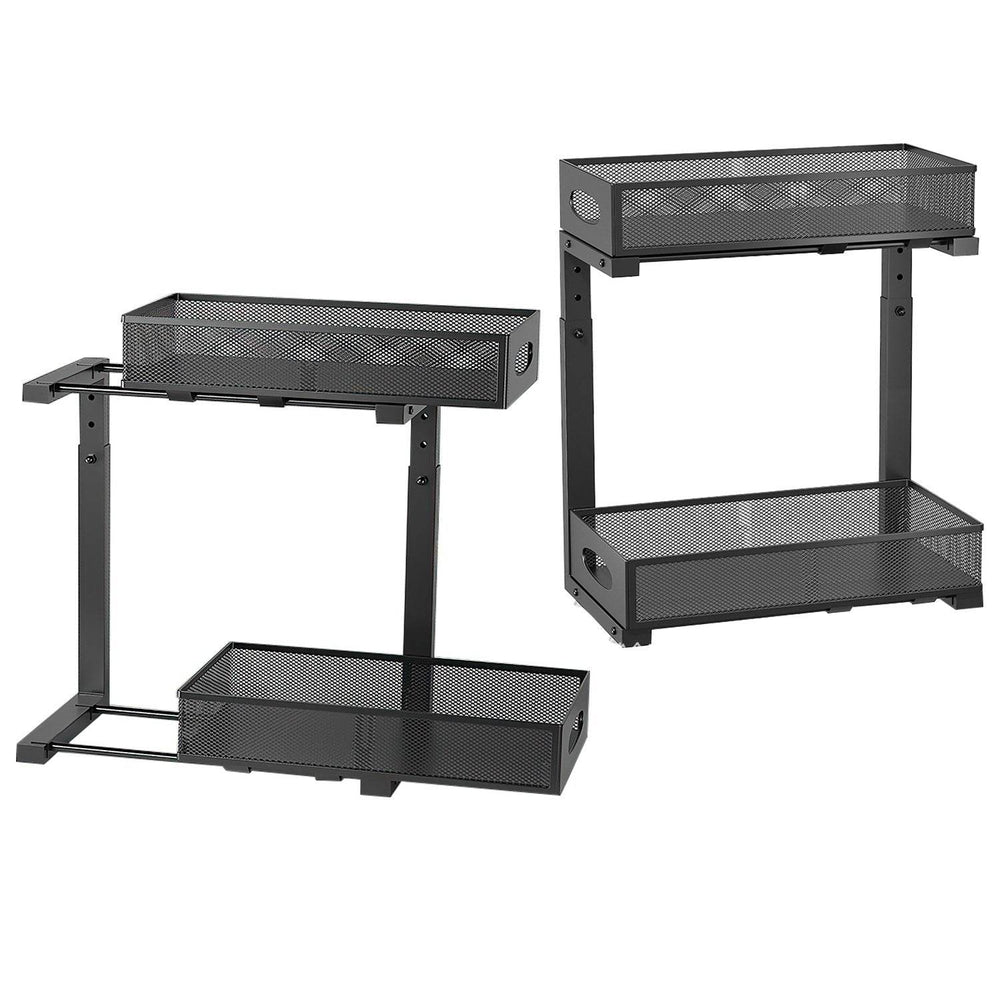 2Pcs Under Sink Organizer 2 Tier Pull Out Cabinet Baskets Storage Shelf Sliding Storage Drawers Rack With 5 Adjustable Height Mesh Baskets For Home Kitchen Bathroom Office - EX-STOCK Canada