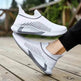 Fashion Mesh Sock Shoes With Striped Design Men Outdoor Breathable Slip-on Sneakers Casual Lightweight Running Sports Shoes - EX-STOCK Canada