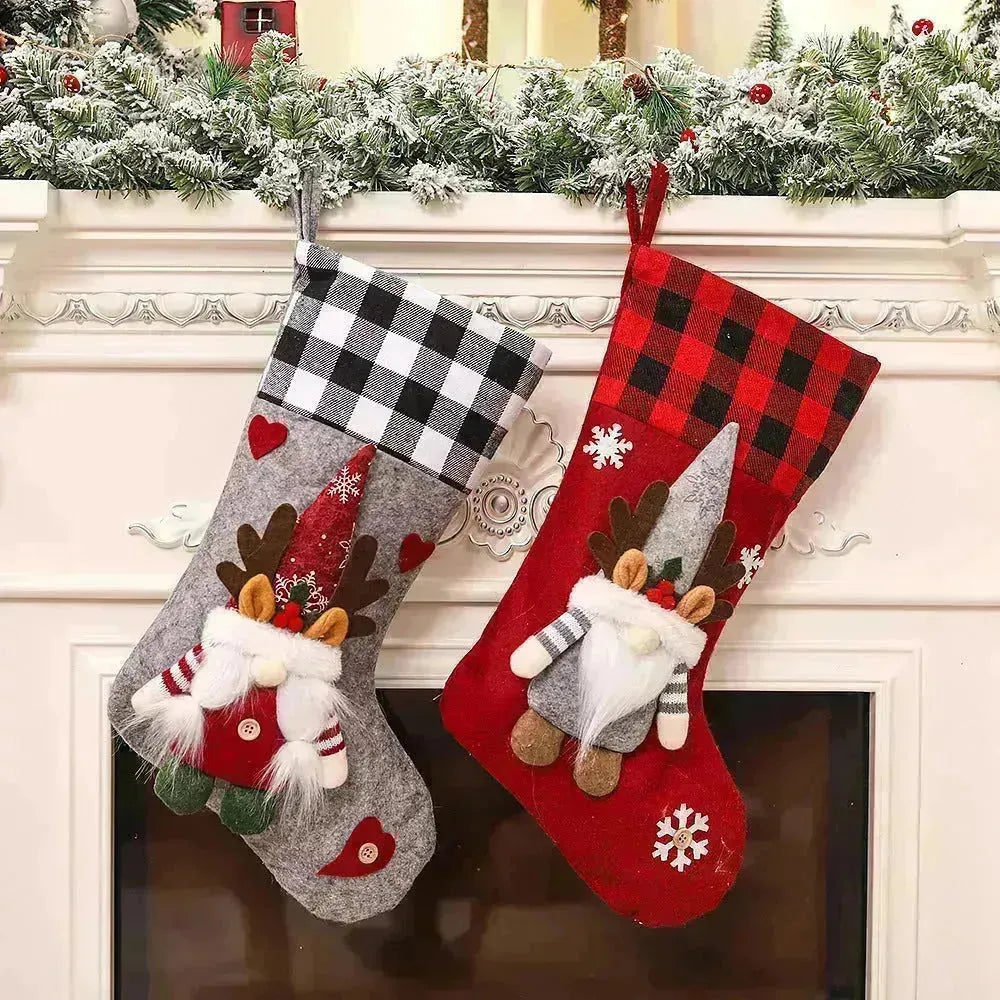 Plaid en trois dimensions couple basless poupées de Noël bas de Noël Sac cadeau de la veille de Noël sac de bonbons