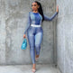 Fashion Skinny 2pcs Printed Athleisure Outfit women - EX-STOCK Canada