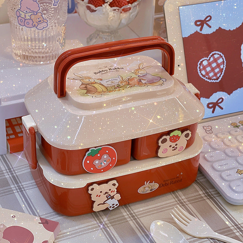 Student's Cute Multi-tiered Lunch Box Japanese Bento EX-STOCK