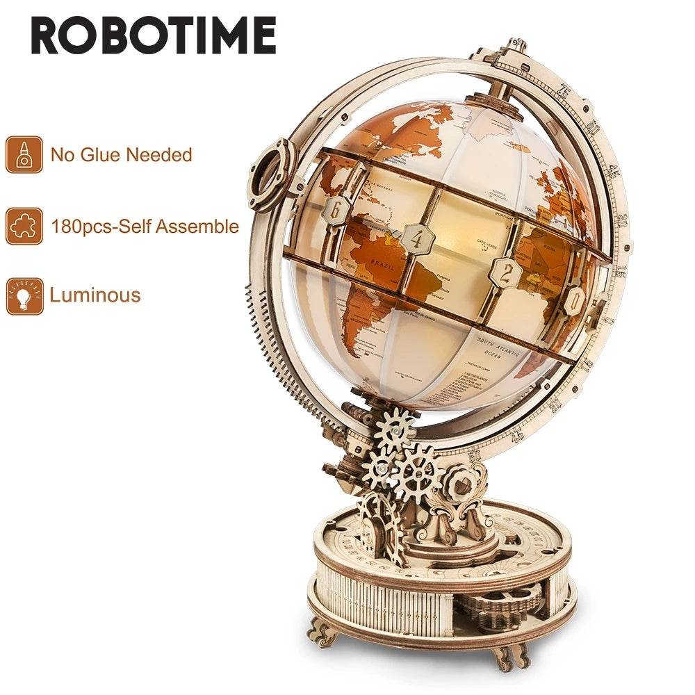 Robotime ROKR Luminous Globe 3D Wooden Puzzle Games Assemble Model Buliding Kits Toys Gift - EX-STOCK Canada