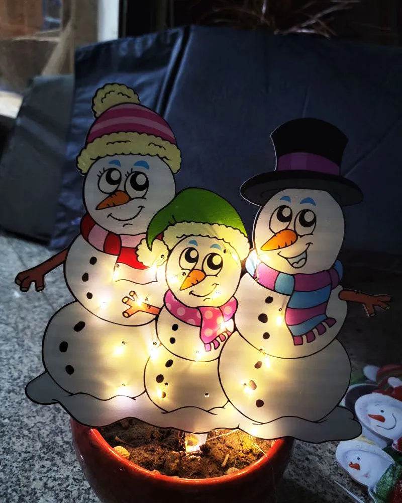 Christmas Scene Decoration With LED Lights Christmas Snowman Ornaments - EX-STOCK Canada