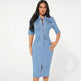 Women's Fashion Personality fitted Denim Hip-wrapped Jeans Midi straight cut front split Dress - EX-STOCK Canada