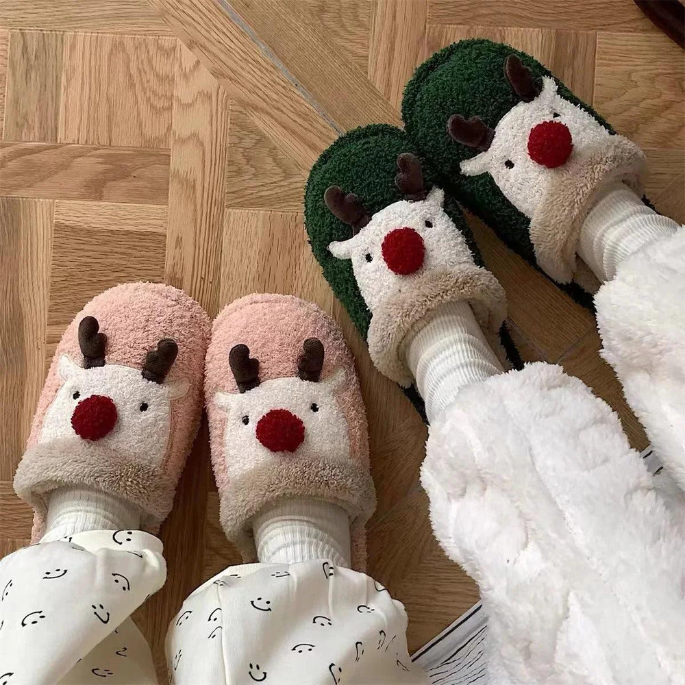 Fashion Non-slip Warm Christmas Elk Plush Shoes EX-STOCK Canada