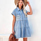 Casual Fashion Denim Short Sleeve loose mini Dress - EX-STOCK Canada