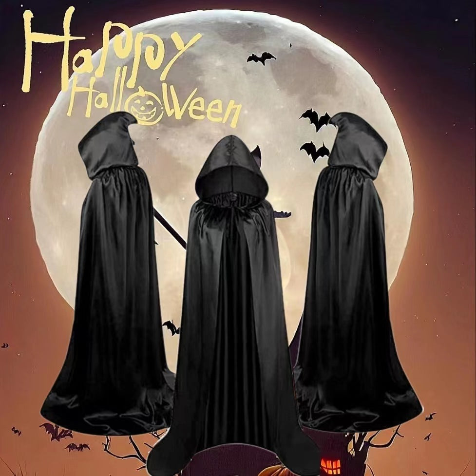 Halloween Cloak Costumes Wizard Cloak For Children Hooded Capes Mantle Black Party Decoration EX-STOCK