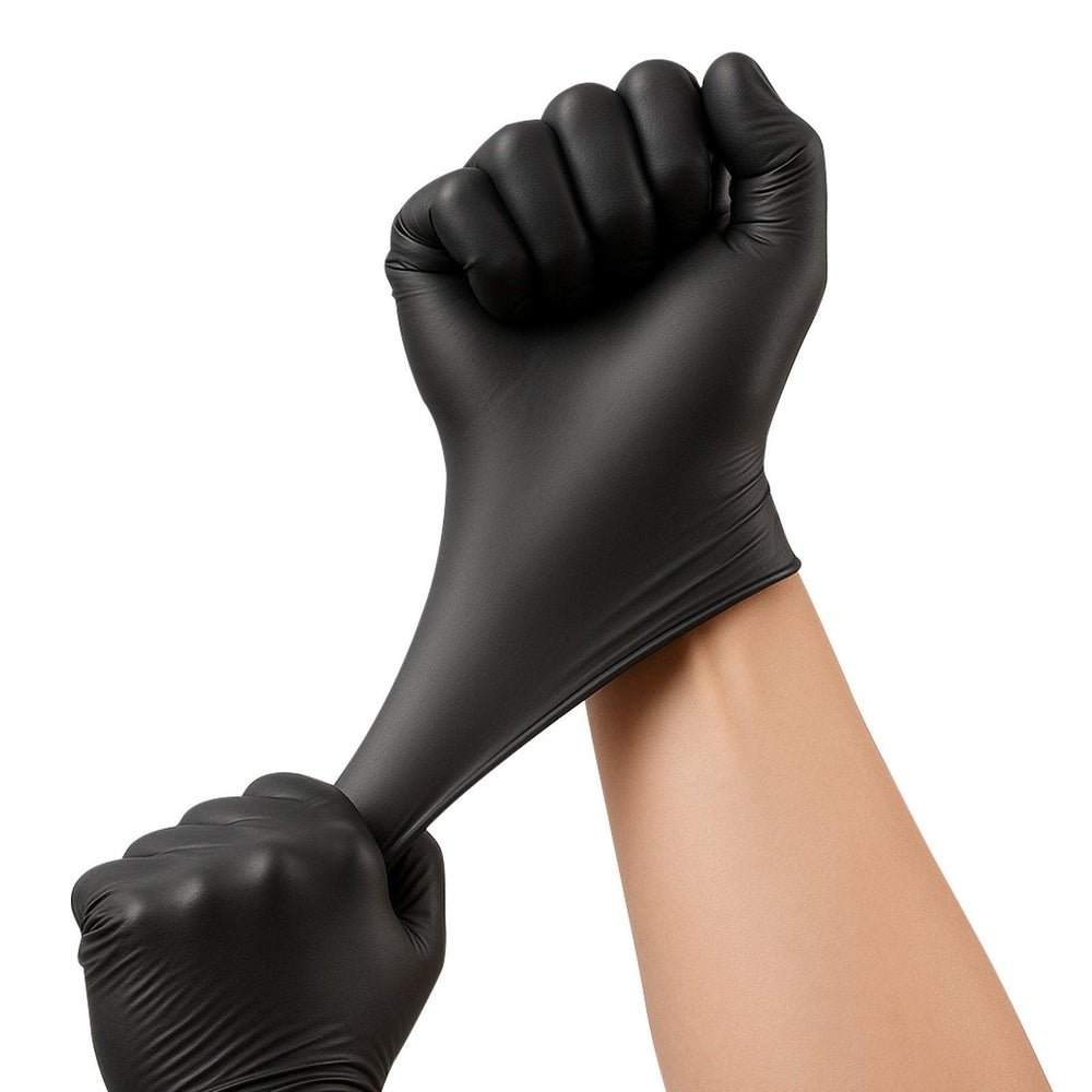 Guantes desechables de nitrilo negro 4,5 mil sin látex ni polvo 100 unidades talla L