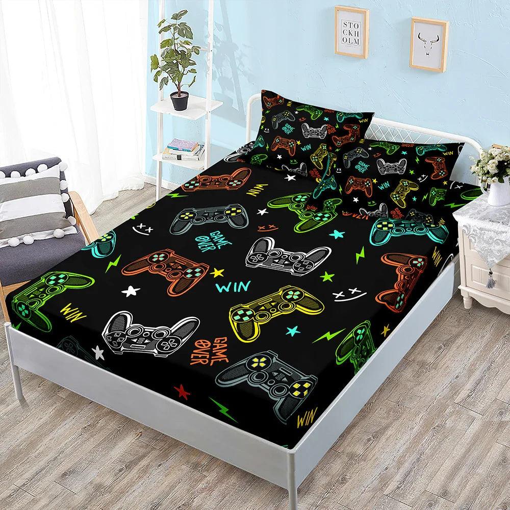 Fitted Sheet Duvet Cover Three-piece Gamepad Cool Mattress Cover EX-STOCK Canada