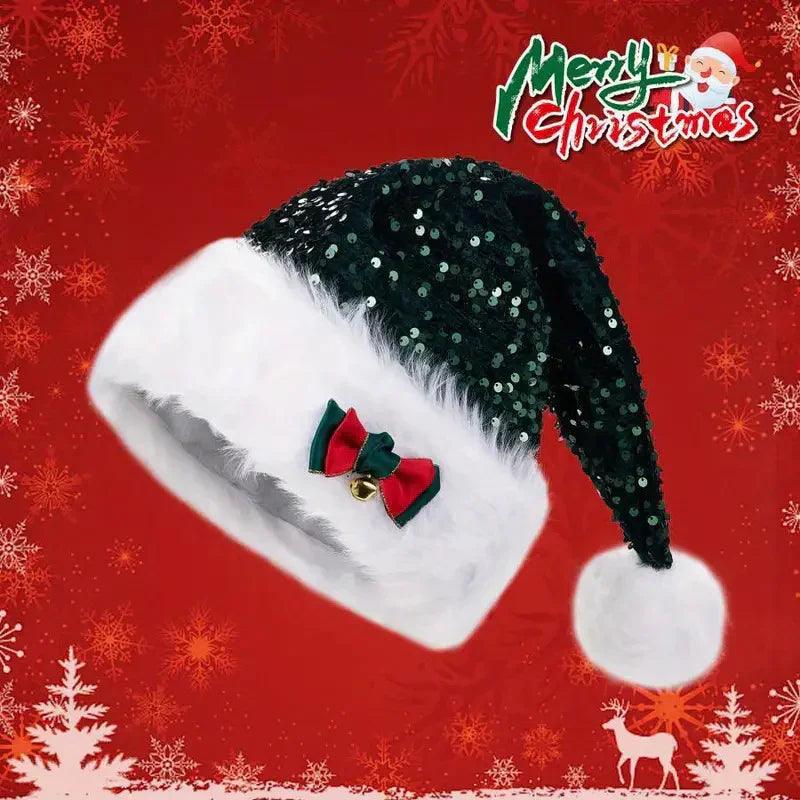 Christmas Hat Red Paillette Bowknot Plush Decorative Hat EX-STOCK Canada