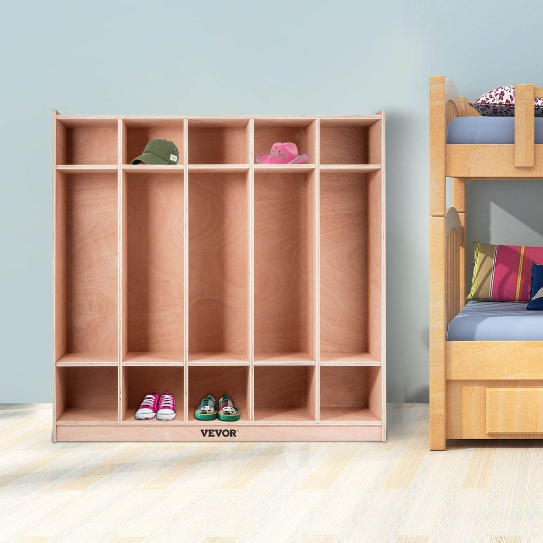 Preschool Cubby Lockers 5-Section Plywood Birch Coat Locker 15MM Thickness Kids Locker For Home 48.4 Inch High Durable Classroom Lockers For Toddlers And Kids Commercial Or Personal Use - EX-STOCK Canada