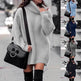 Autumn Winter Solid Cashmere oversized Knitted Mini Turtleneck Sweater Dress - EX-STOCK Canada