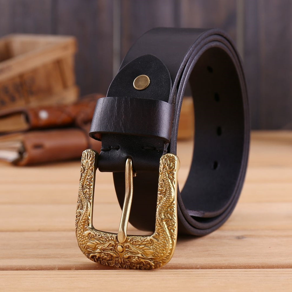 Men's Vintage Dragon-Buckle Leather Belt — product view 6 of 8 | EX-STOCK