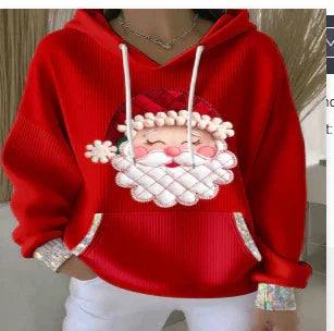 Felpa da donna casual larga in stile waffle con girocolloEX-STOCK Canada