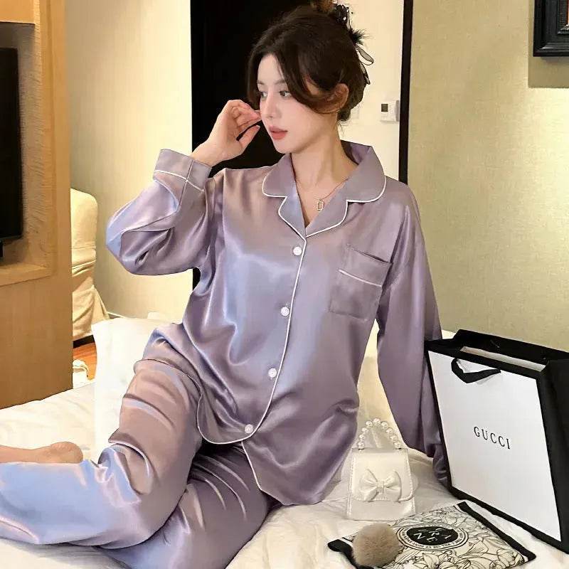 Long sleeve Silk Pajamas for women 2pcs - EX-STOCK Canada