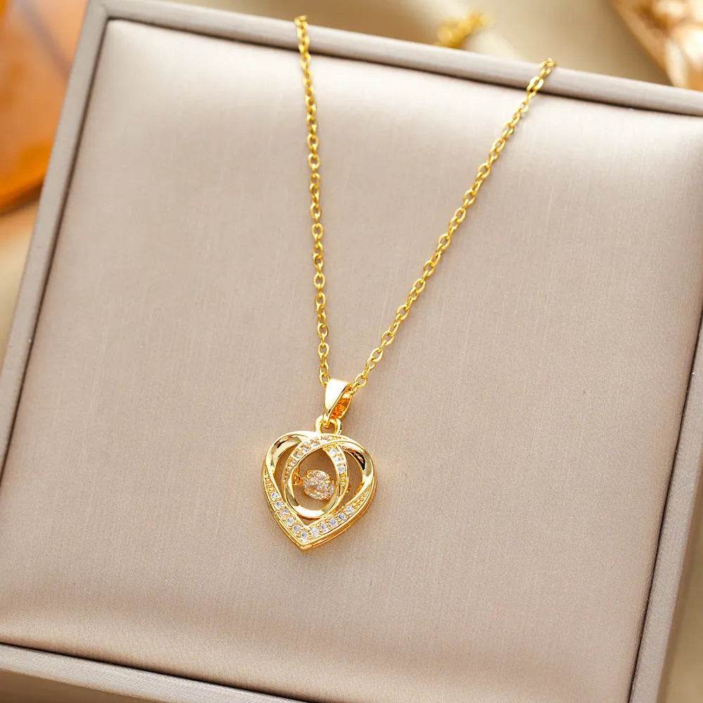Fashion Dancing Love Necklace With Rhinestones Personality Creative Clavicle Chain Heart-shaped Necklace For Valentine's Day Gift - EX-STOCK Canada