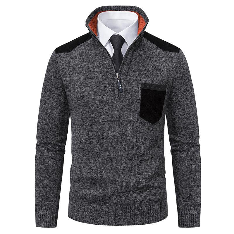 Suéter de hombre tipo pulóver, camisetas polo gruesas, media cremallera coreana, blusa para frío, cuello alto, otoño e invierno, ropa exterior de lujoEX-STOCK Canada