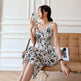 Ink Painting Print Suspender Dress Women's Spring And Summer Floral Midi dress white - EX-STOCK Canada