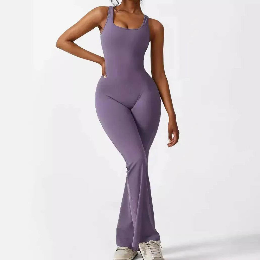 Women Sleeveless Flare Long Pant Yoga Fitness Jumpsuits - EX-STOCK Canada