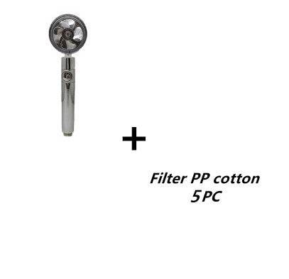Propeller Driven Shower Head With Stop Button And Cotton Filter Turbocharged High Pressure Handheld Shower Nozzle - EX-STOCK Canada