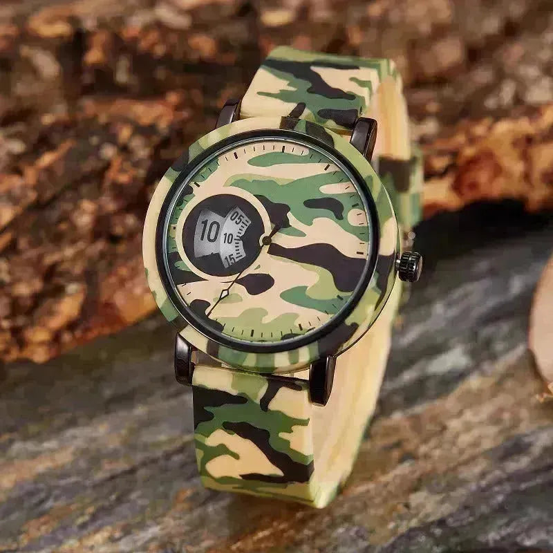 Camouflage watch étudiant sports double affiche de mode de silicone de mode