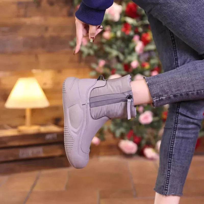 Winter Plush Snow Boots With Side Zipper Warm Thick-sole Non-slip Waterproof Short Shoes For Women - EX-STOCK Canada
