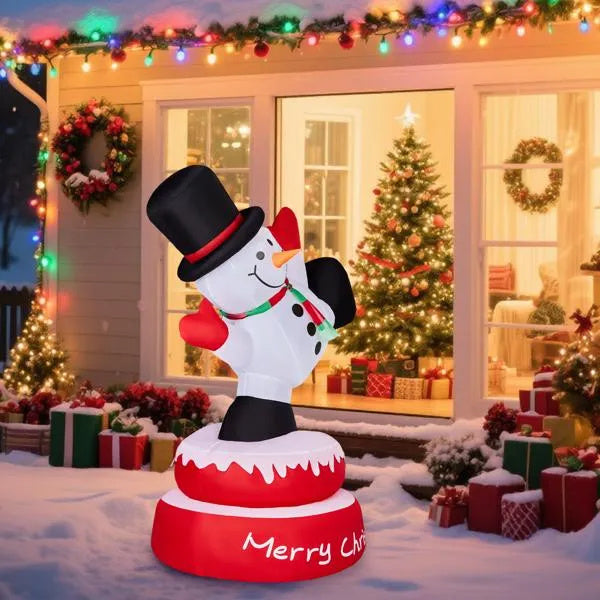 4.8FT Lighted Christmas Inflatable Decoration, Large Rotating Snowman With Motor, Funny Blow Up Yard Decorations With Built-in LED Lights For Holiday Party Front Yard Lawn Garden Decor EX-STOCK Canada