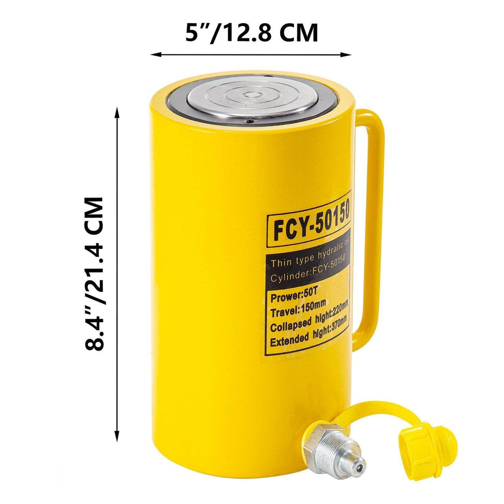 50T 6In Stroke Hydraulic Cylinder Jack Solid Single Acting Hydraulic Ram Cylinder 150mm Hydraulic Lifting Cylinders For Bending, Straightening And Pulling On Trucks, Tractors And Heavy Equipm - EX-STOCK Canada