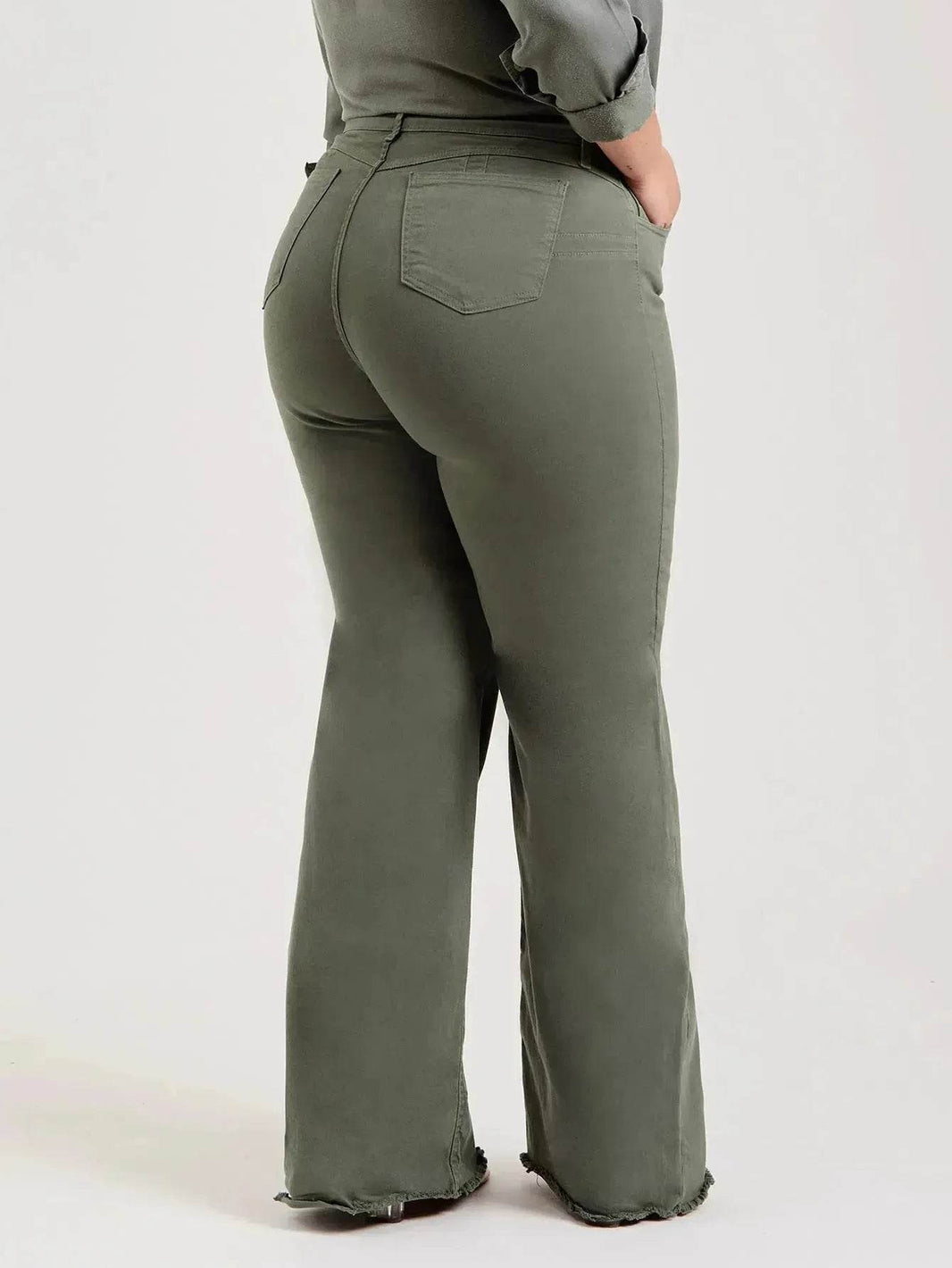 Slim Fit Stretch Fashion Frayed Flared Denim Pants - EX-STOCK Canada