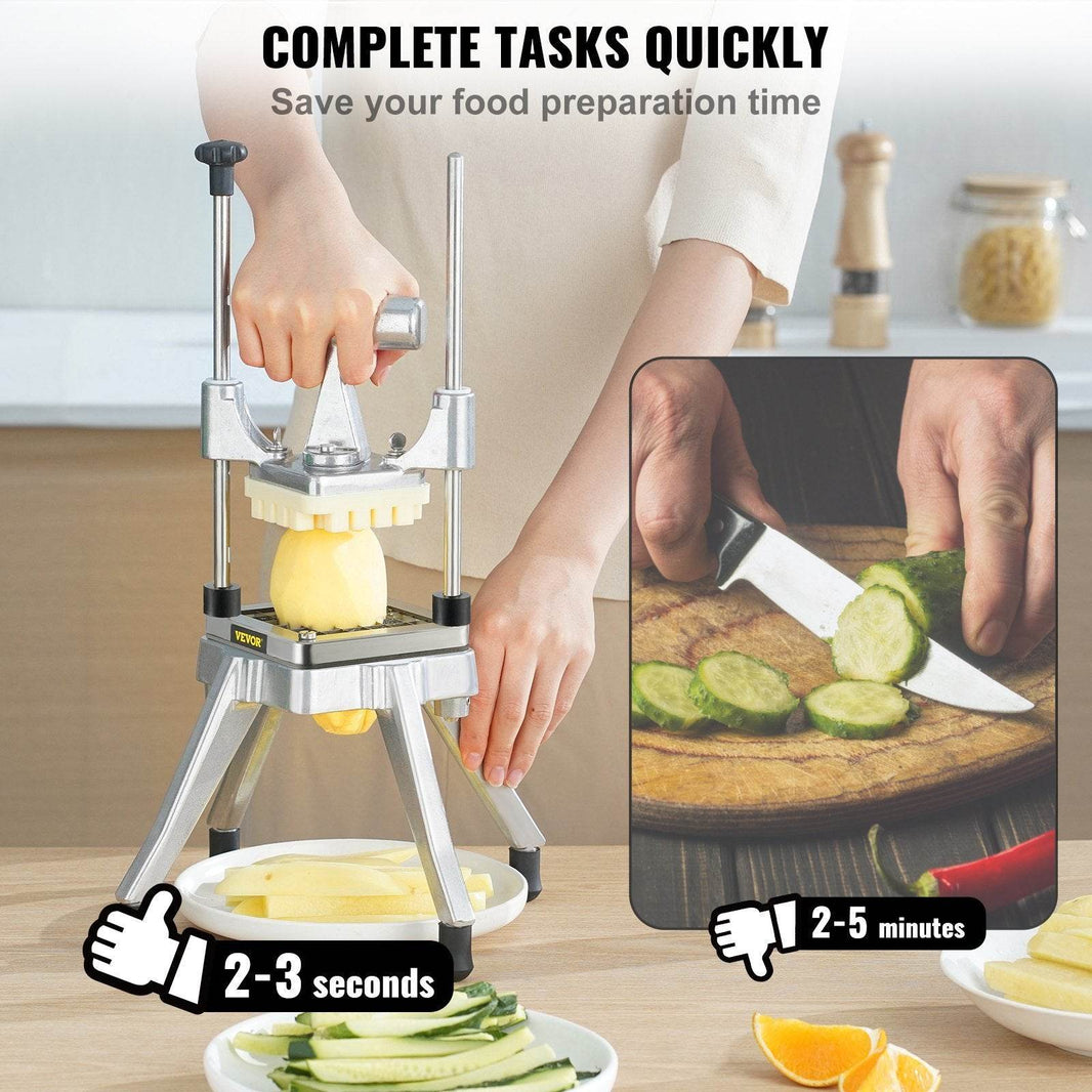 Commercial Vegetable Fruit Chopper, Stainless Steel French Fry Cutter With 4 Blades - EX-STOCK Canada