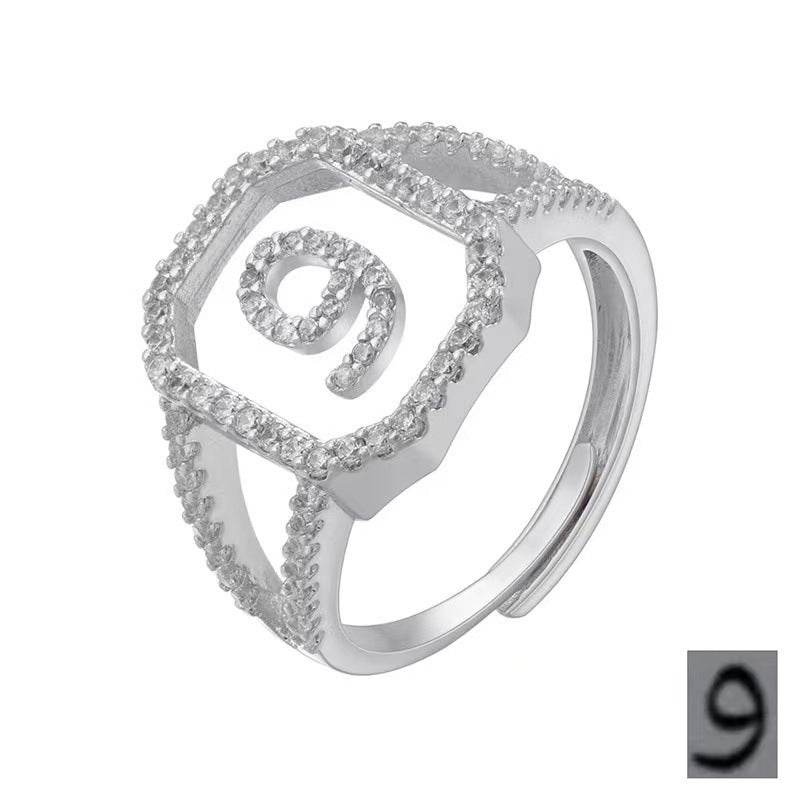 Fashion Micro Inlaid Zircon Arab Letters Ring for women - EX-STOCK Canada