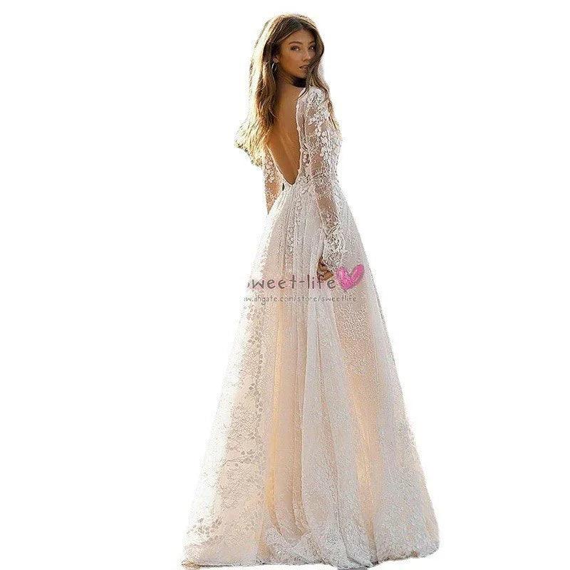 Vestido de Fiesta de Noche con Encaje y Mangas Largas para Boda de MujerEX-STOCK Canada